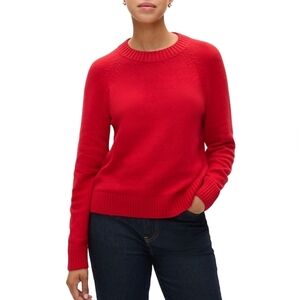 Gap Cashsoft Classic Crewneck Red Knit Sweater Size MP
